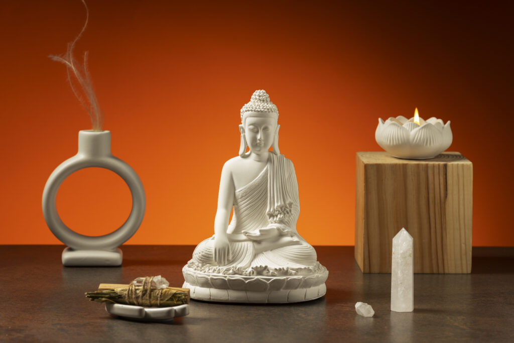 Home Decor Ideas Small Home Temple with Incense Sticks and Buddha Statue