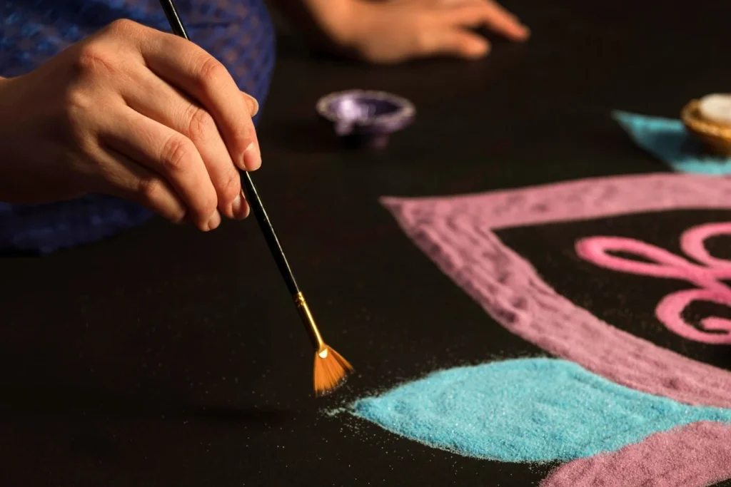 Practice Makes Perfect Rangoli by a brush