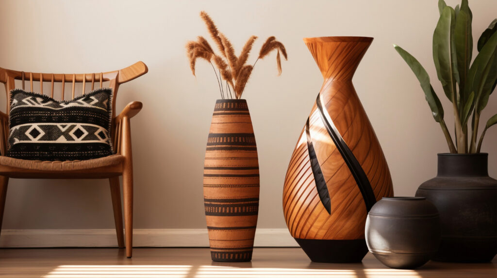 Bright and colorful Indian handicrafts from Tanutra displayed on a shelf.