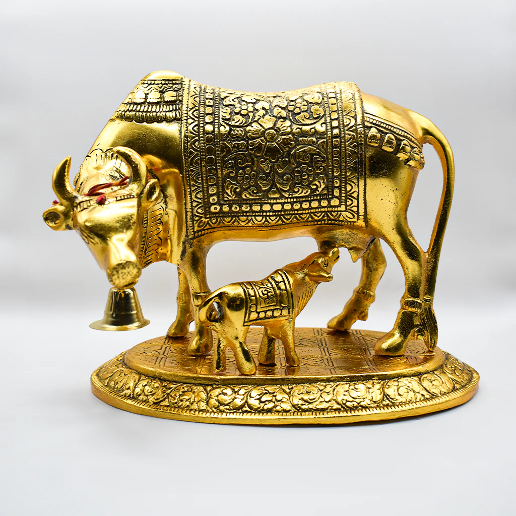 Introducing the Golden Kamdhenu Statue: An Auspicious Abode