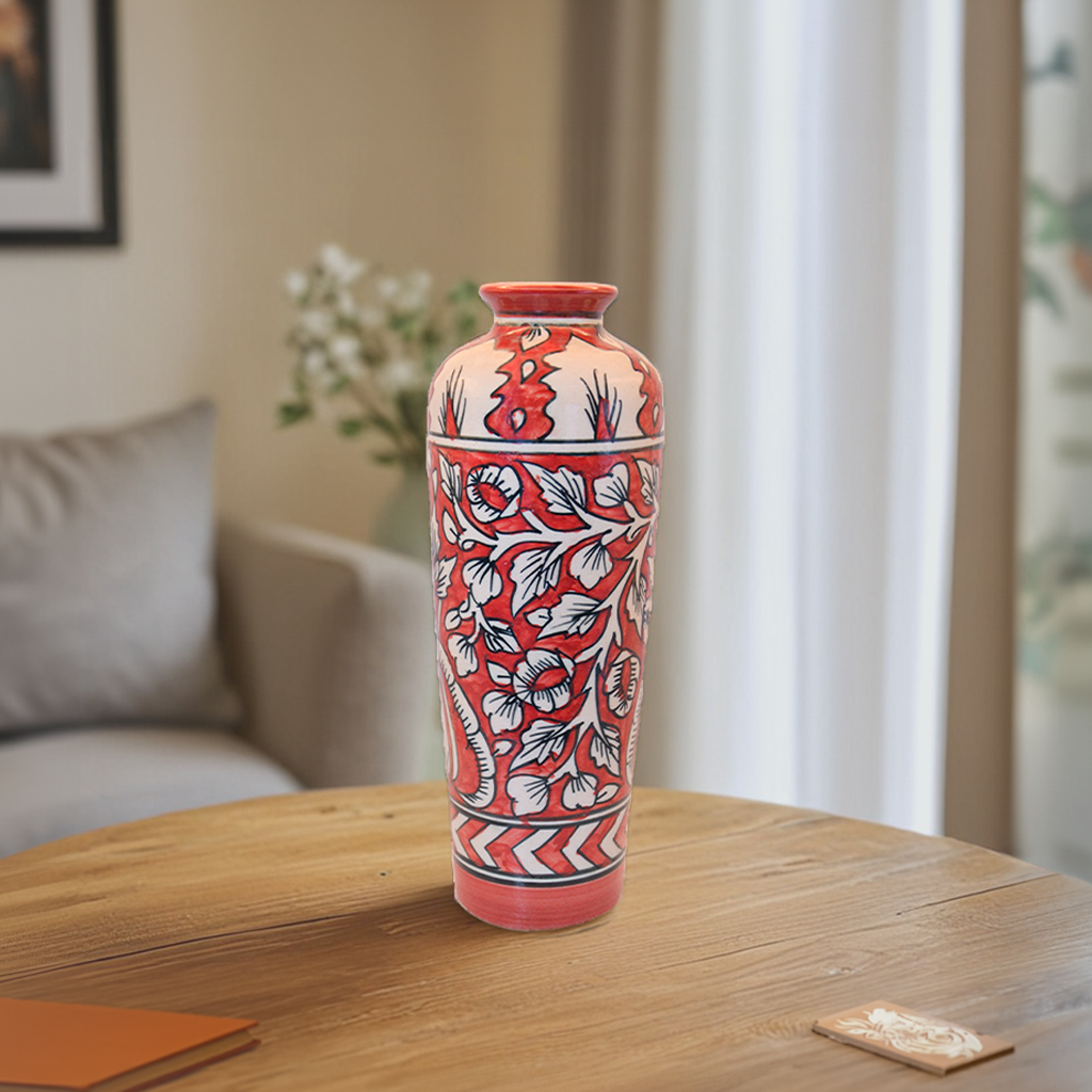 Crimson Bloom Vase, Indian Creativity for Your Modern Home 