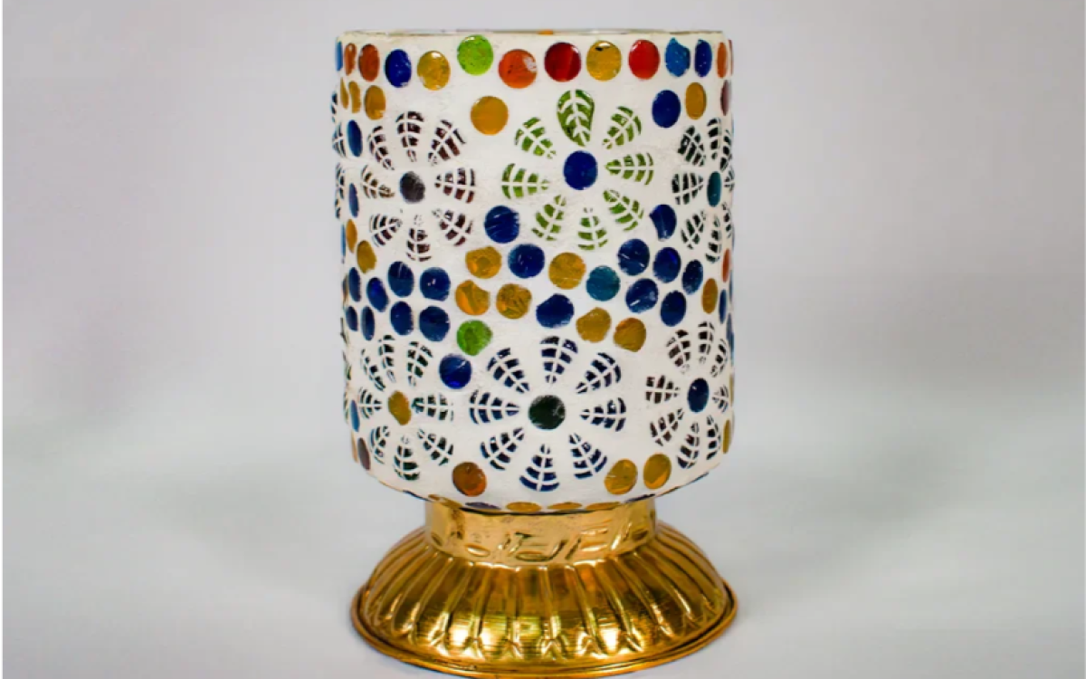 Multicolor Mosaic Candle Holder on Tanutra