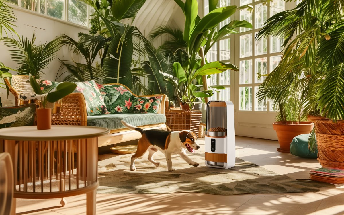 A brightly lit living room decorated with woven baskets, jute rugs, and plants in recycled containers.